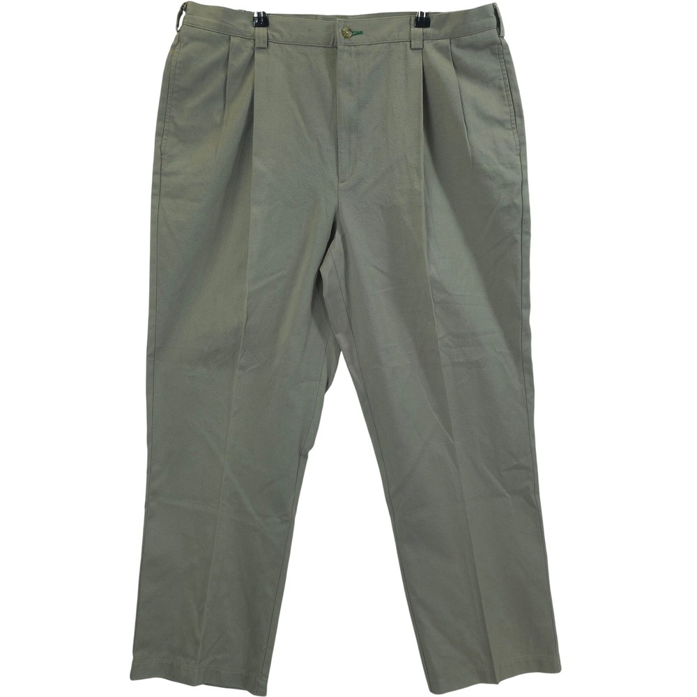 Tommy Hilfiger Pleated Chino Pants Olive Khaki Men 38x30 Classic Old Money